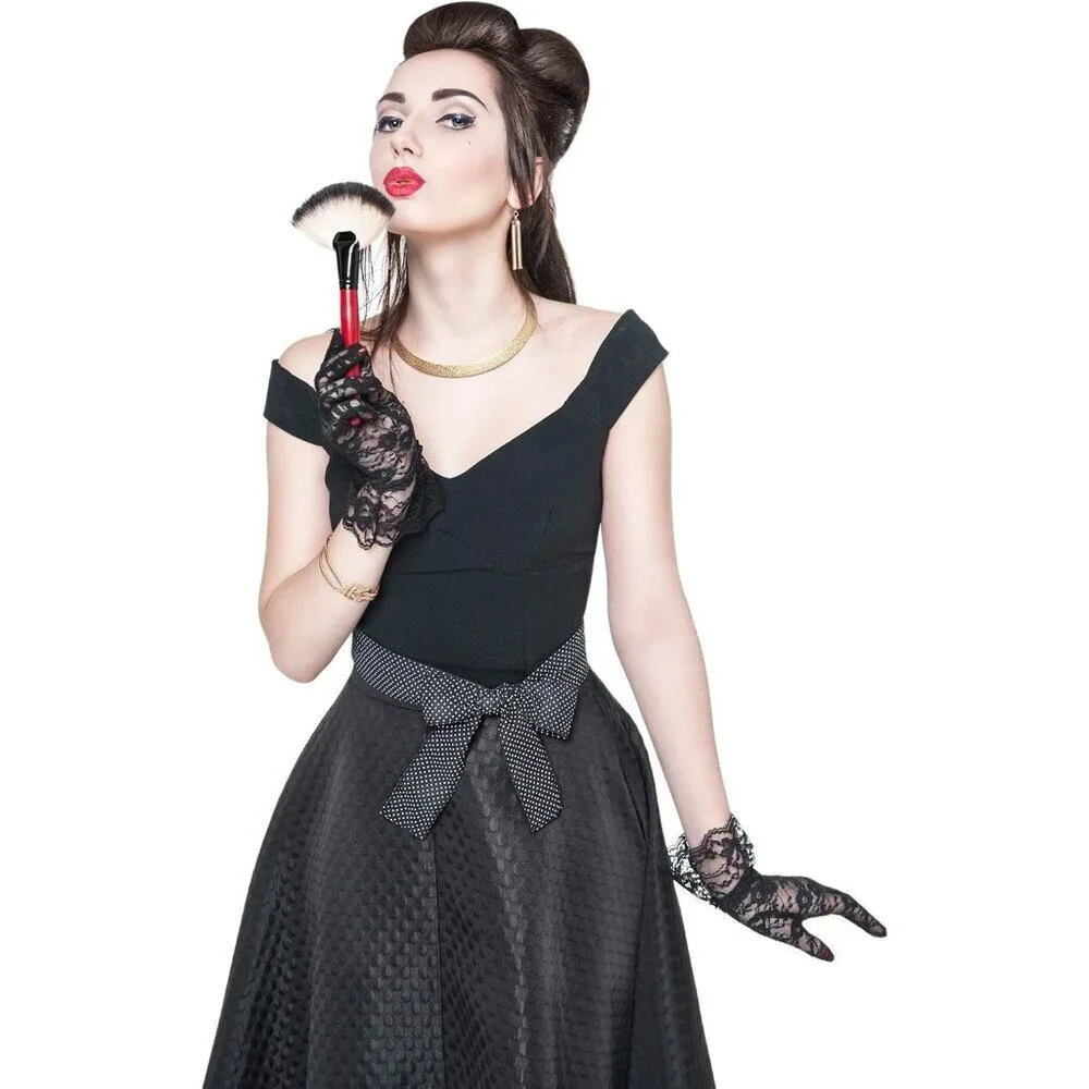 Women's Short Lace Courtesy Elegant Gloves Black Wedding Dinner Opera Parties
